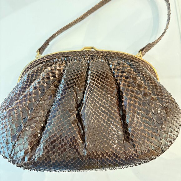 Vintage Colombetti Milano Italy brown Snake Skin - Picture 1 of 14